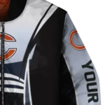 customized chicago bears mesh effect blue black bomber jacket best selling