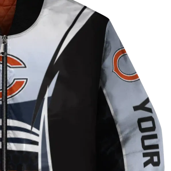customized chicago bears mesh effect blue black bomber jacket premium grade