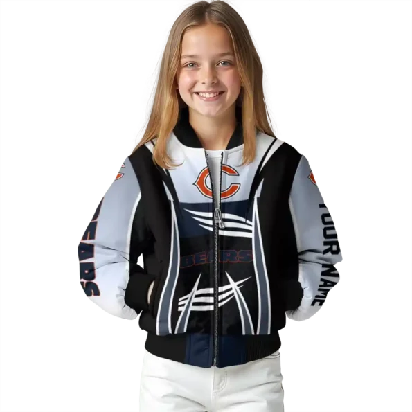 customized chicago bears mesh effect blue black bomber jacket top rated