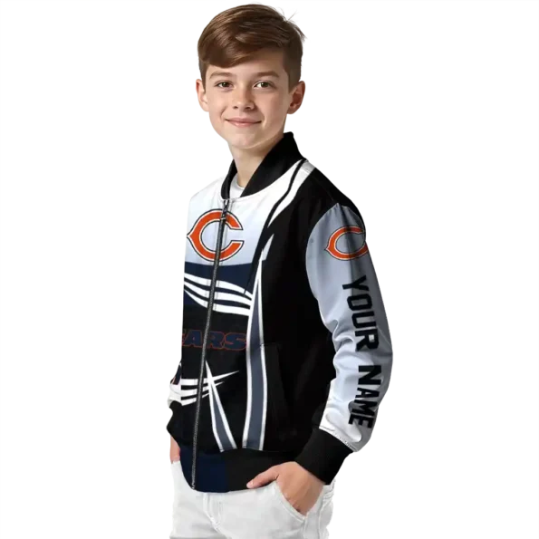 customized chicago bears mesh effect blue black bomber jacket trendy