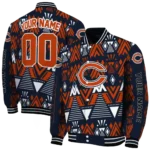 customized chicago bears pyramid shapes blue varsity jacket best selling.webp