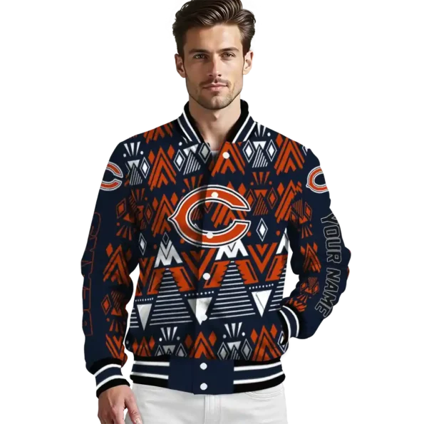 customized chicago bears pyramid shapes blue varsity jacket high quality.webp