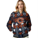 customized chicago bears pyramid shapes blue varsity jacket best selling.webp