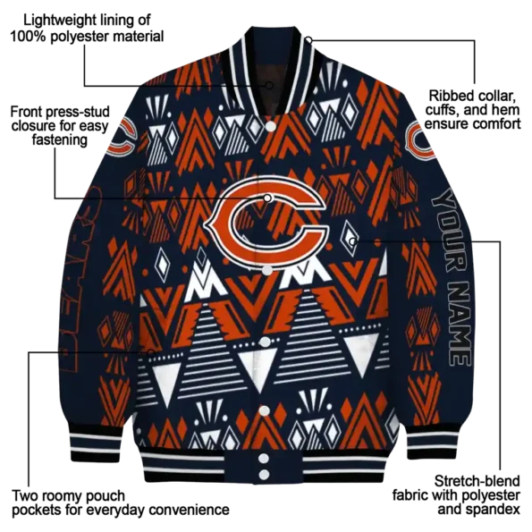customized chicago bears pyramid shapes blue varsity jacket new arrival.webp