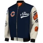 customized chicago bears razorback outline blue nude bomber jacket best selling