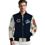 customized chicago bears razorback outline blue nude bomber jacket best selling
