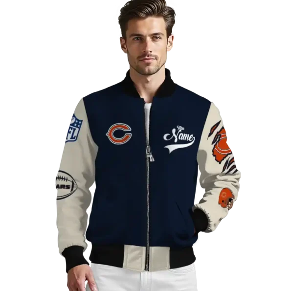 customized chicago bears razorback outline blue nude bomber jacket high quality