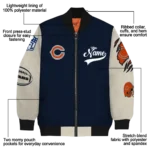 customized chicago bears razorback outline blue nude bomber jacket best selling