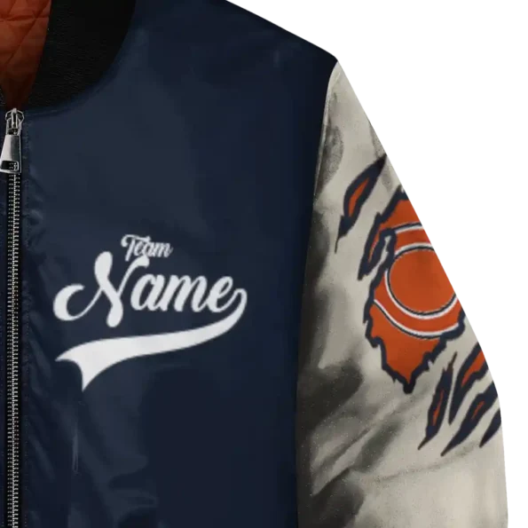customized chicago bears razorback outline blue nude bomber jacket premium grade