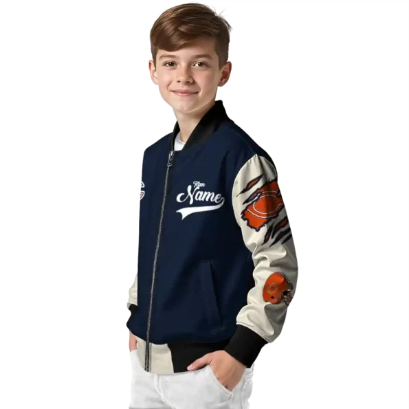 customized chicago bears razorback outline blue nude bomber jacket trendy