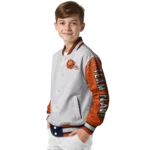 customized chicago bears speckled arms blue gray varsity jacket best selling.webp