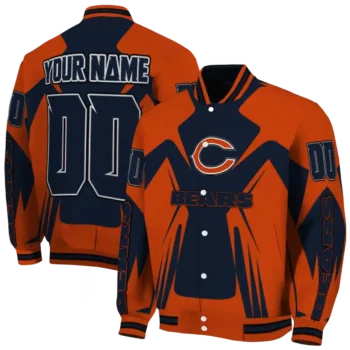 customized chicago bears spider mark blue orange crocs varsity jacket fashion forward.webp