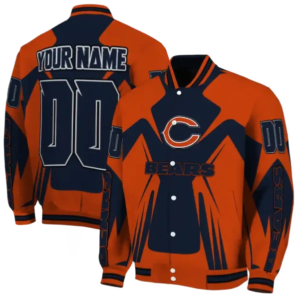 customized chicago bears spider mark blue orange crocs varsity jacket fashion forward.webp