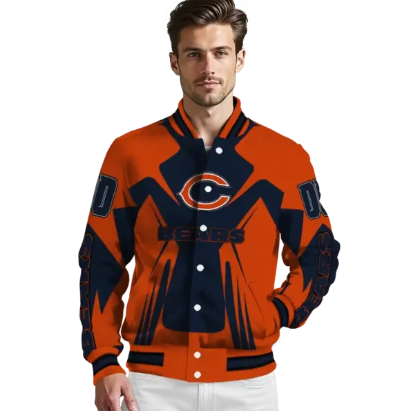 customized chicago bears spider mark blue orange crocs varsity jacket high quality.webp