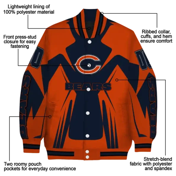 customized chicago bears spider mark blue orange crocs varsity jacket new arrival.webp