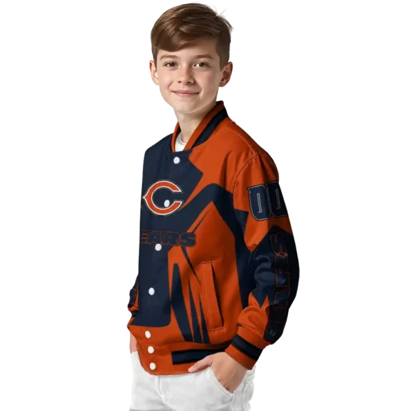 customized chicago bears spider mark blue orange crocs varsity jacket trendy.webp