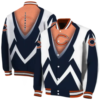 customized chicago bears v stripes blue white varsity jacket fashion forward.webp