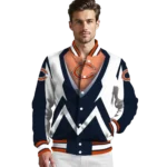 customized chicago bears v stripes blue white varsity jacket best selling.webp