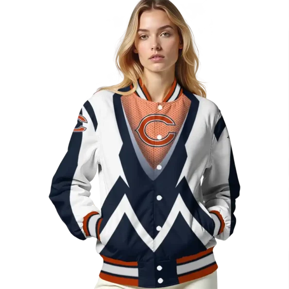 customized chicago bears v stripes blue white varsity jacket latest model.webp