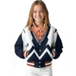 customized chicago bears v stripes blue white varsity jacket best selling.webp