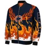 customized chicago bears winged blaze blue white bomber jacket best selling