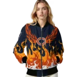 customized chicago bears winged blaze blue white bomber jacket best selling