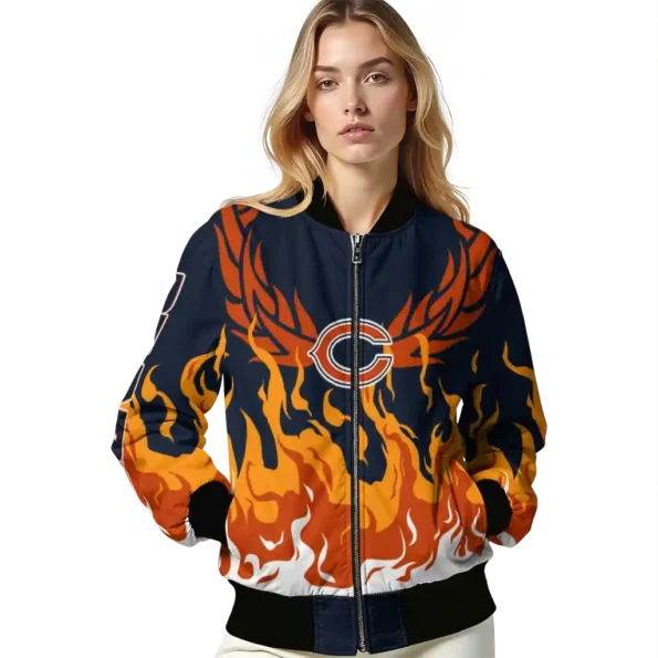 customized chicago bears winged blaze blue white bomber jacket latest model