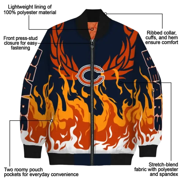 customized chicago bears winged blaze blue white bomber jacket new arrival