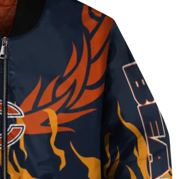 customized chicago bears winged blaze blue white bomber jacket premium grade