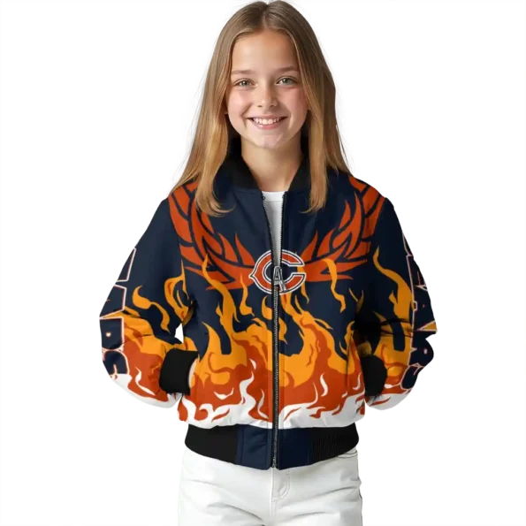 customized chicago bears winged blaze blue white bomber jacket top rated
