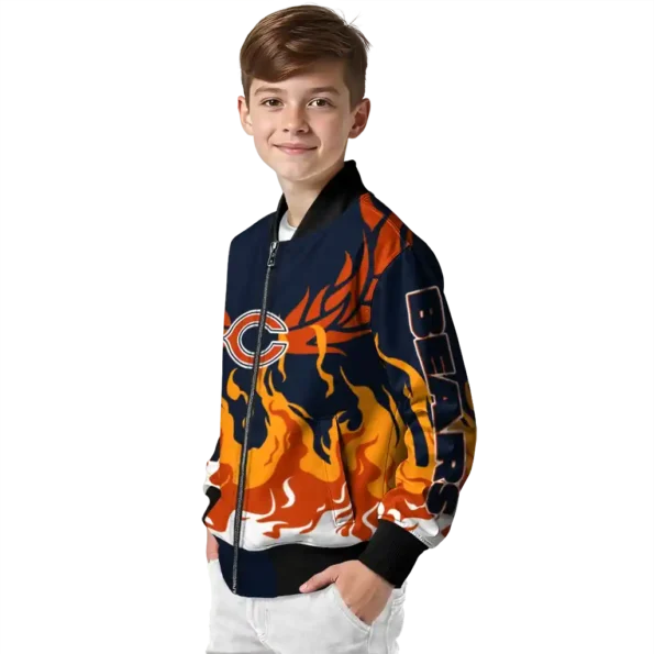 customized chicago bears winged blaze blue white bomber jacket trendy