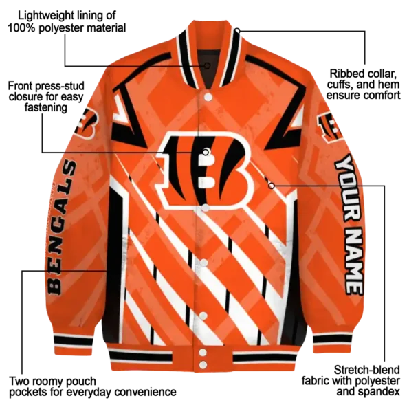 customized cincinnati bengals chevron angles orange varsity jacket new arrival.webp