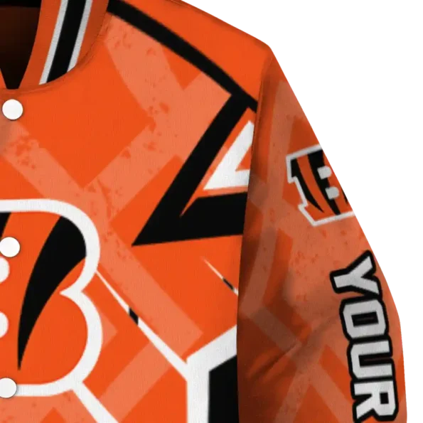 customized cincinnati bengals chevron angles orange varsity jacket premium grade.webp