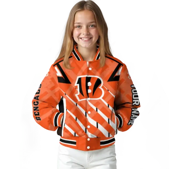 customized cincinnati bengals chevron angles orange varsity jacket top rated.webp