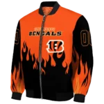 customized cincinnati bengals flame border orange black bomber jacket best selling