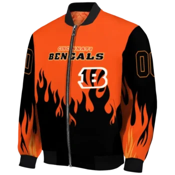 customized cincinnati bengals flame border orange black bomber jacket best selling