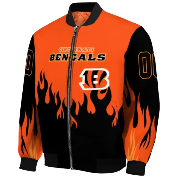 customized cincinnati bengals flame border orange black bomber jacket best selling