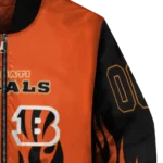 customized cincinnati bengals flame border orange black bomber jacket best selling