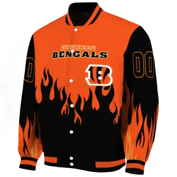 customized cincinnati bengals flame border orange black varsity jacket best selling.webp