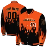 customized cincinnati bengals flame border orange black varsity jacket best selling.webp