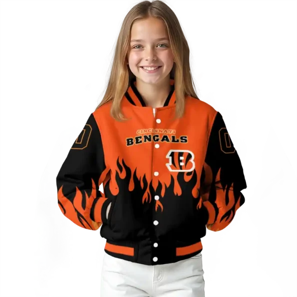 customized cincinnati bengals flame border orange black varsity jacket top rated.webp