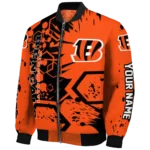 customized cincinnati bengals hexagon cluster orange black bomber jacket best selling