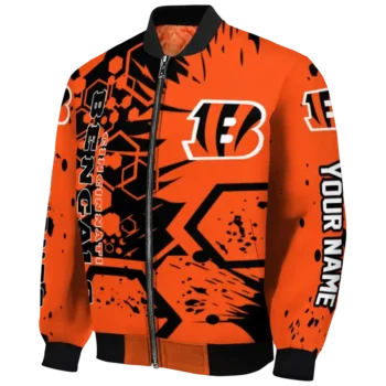 customized cincinnati bengals hexagon cluster orange black bomber jacket best selling