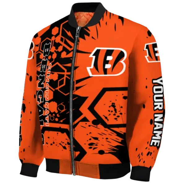 customized cincinnati bengals hexagon cluster orange black bomber jacket best selling