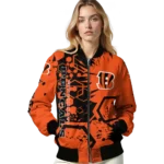 customized cincinnati bengals hexagon cluster orange black bomber jacket best selling