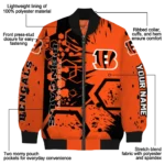 customized cincinnati bengals hexagon cluster orange black bomber jacket best selling