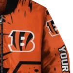 customized cincinnati bengals hexagon cluster orange black bomber jacket best selling