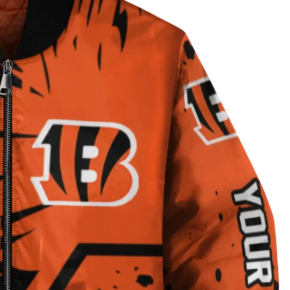 customized cincinnati bengals hexagon cluster orange black bomber jacket premium grade