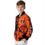 customized cincinnati bengals hexagon cluster orange black bomber jacket best selling