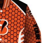 customized cincinnati bengals hexagon grid orange varsity jacket best selling.webp